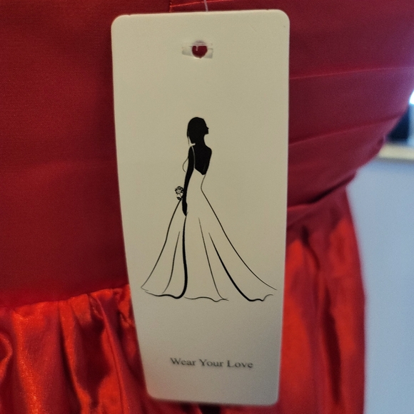 Vibrant Red Satin Babydoll Dress With Adjustable Straps - Picture 3 of 5